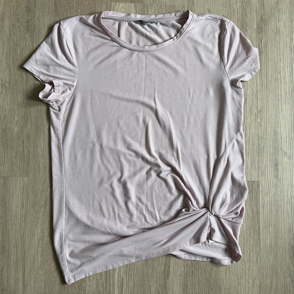 Athleta Front Knot Soft Pink Tee Small